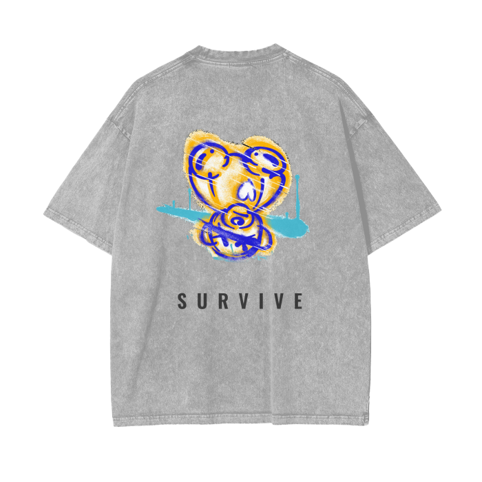 Acid Wash Oversize T-Shirt (Teddy Bear)