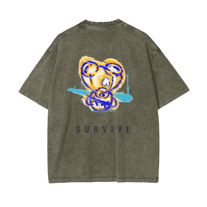 Acid Wash Oversize T-Shirt (Teddy Bear)