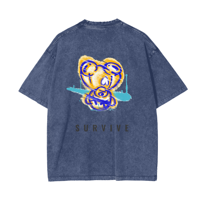 Acid Wash Oversize T-Shirt (Teddy Bear)