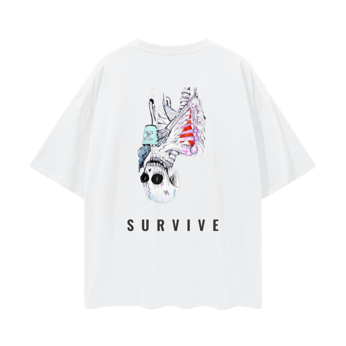 Deep Drop Shoulder Graphic Oversize T-Shirt (Skull)