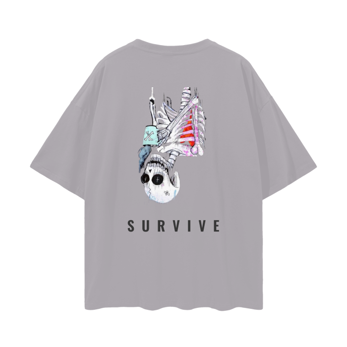 Deep Drop Shoulder Graphic Oversize T-Shirt (Skull)