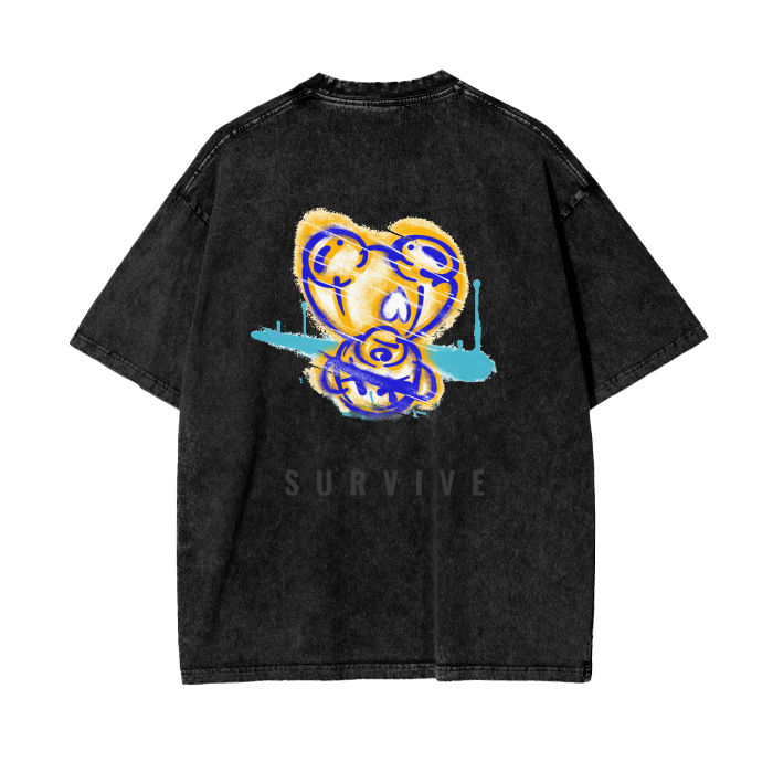 Acid Wash Oversize T-Shirt (Teddy Bear)