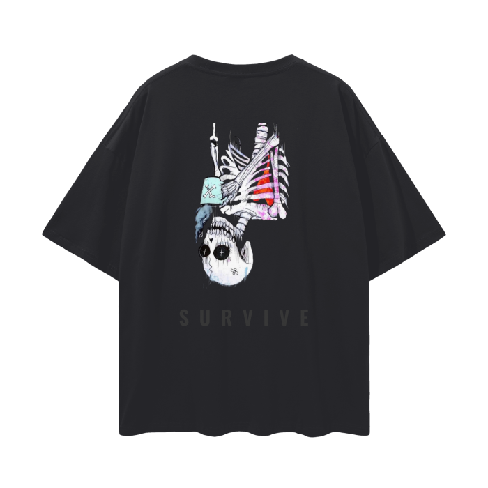 Deep Drop Shoulder Graphic Oversize T-Shirt (Skull)