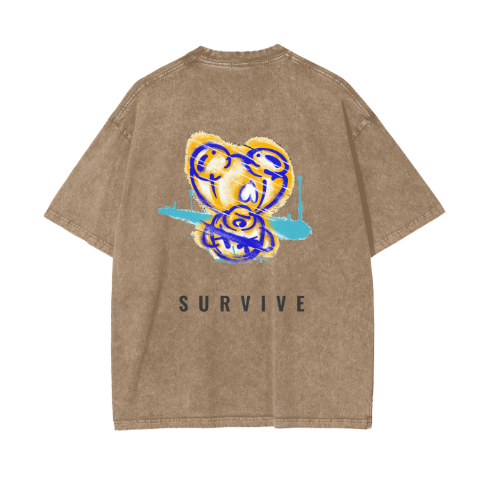 Acid Wash Oversize T-Shirt (Teddy Bear)